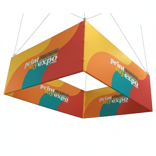 Custom rectangle hanging sign for trade show overhead display