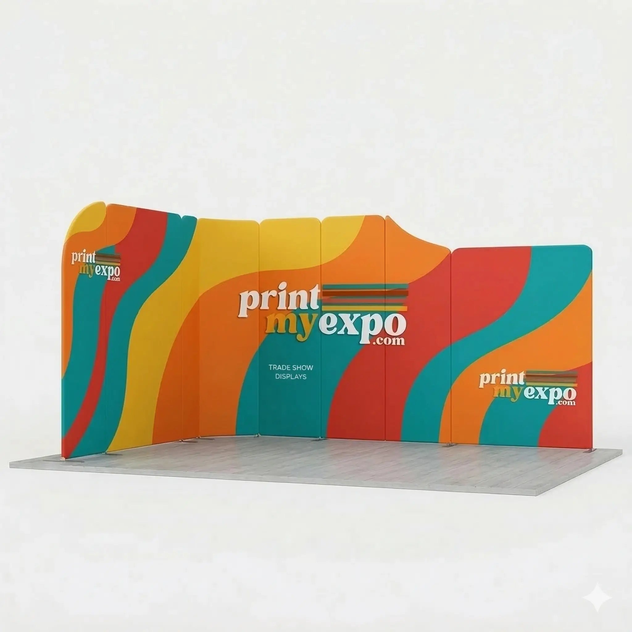 16.4x13 magnetic modular fabric trade show booth with L-shaped layout