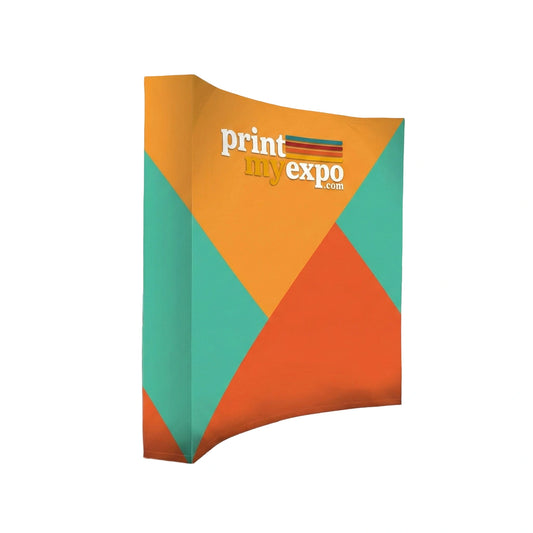 Curved fabric popup display for trade shows and exhibitions