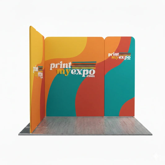 10x10ft magnetic modular fabric display A L-shaped layout