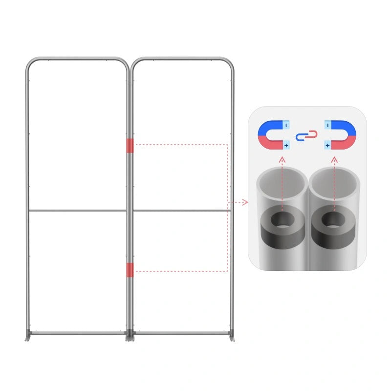 Portable magnetic concave slope fabric banner stand for exhibitions