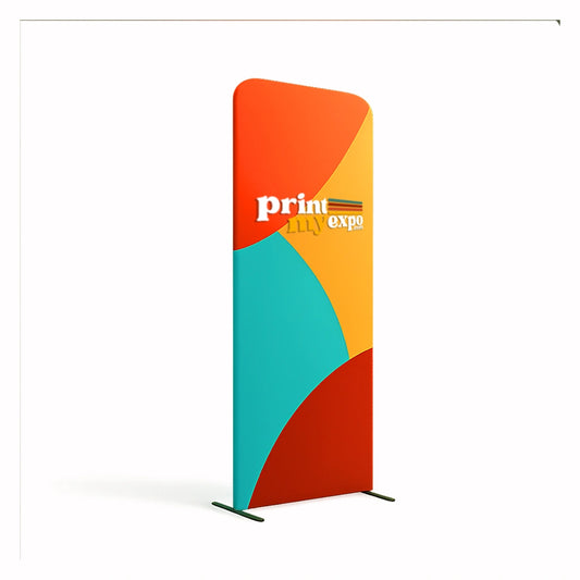 Magnetic straight fabric banner stand with seamless modular design