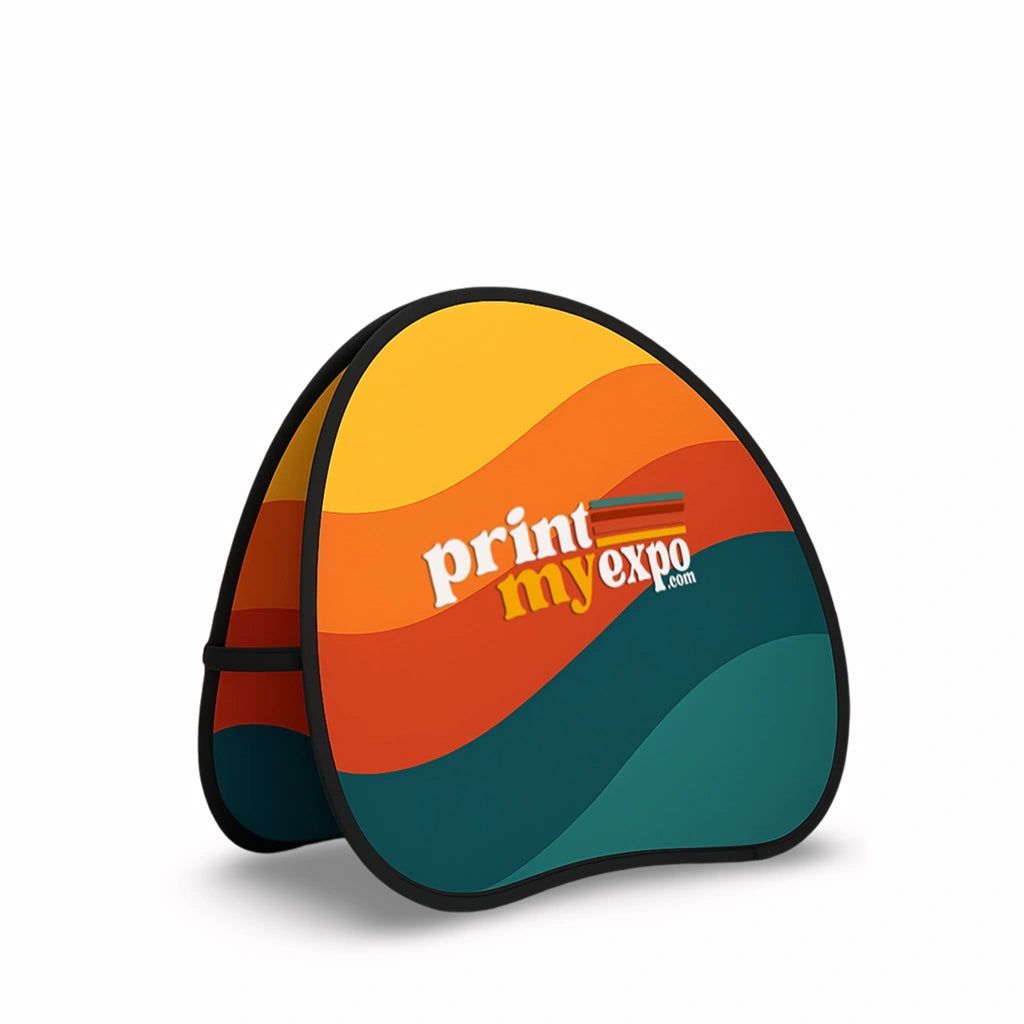 Pop up A-frame display with pasted graphics for trade shows