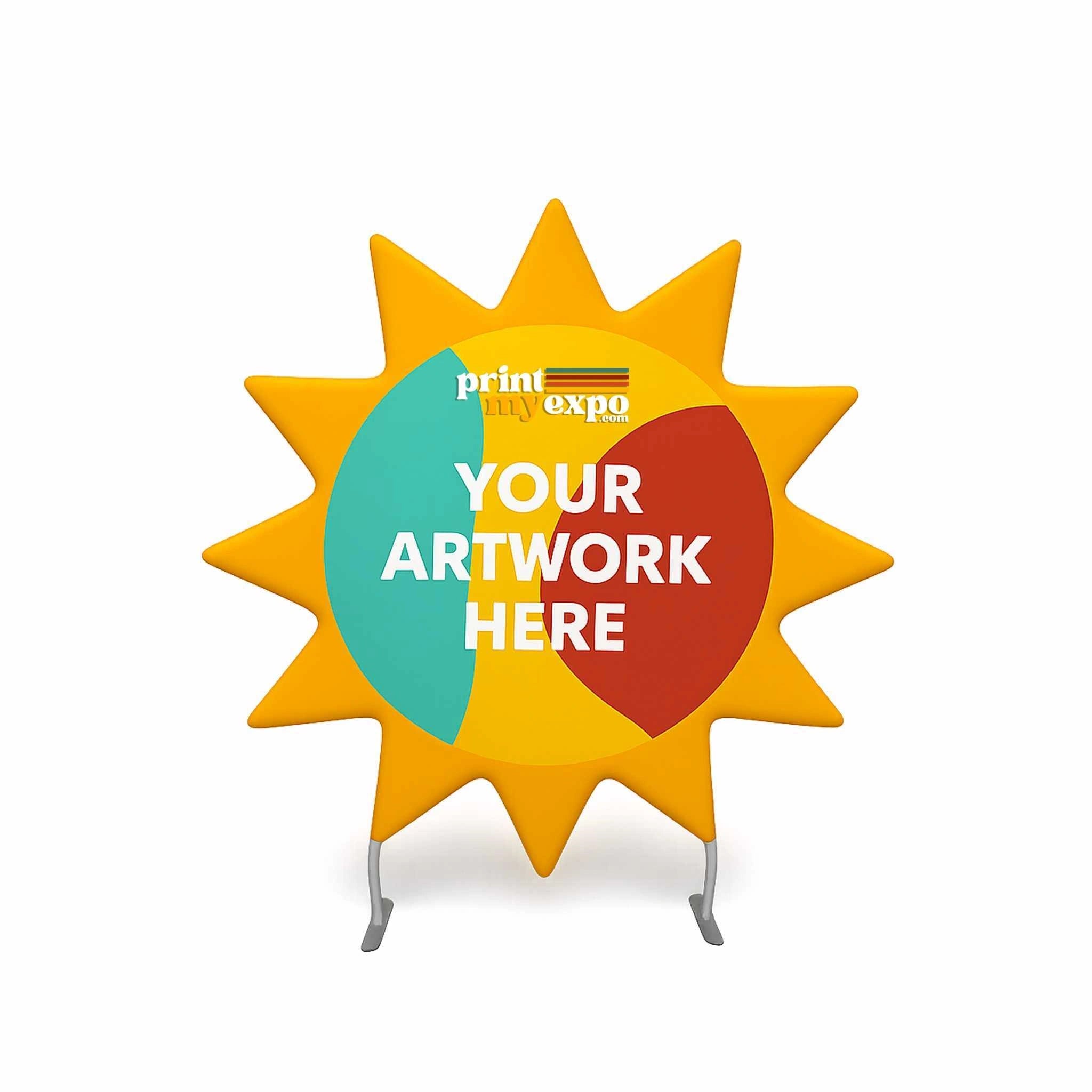 Sun shaped backdrop made with custom printed tension fabric for events