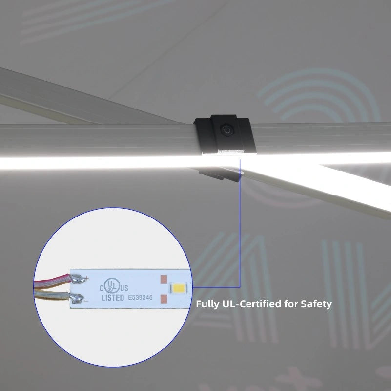 Portable LED canopy tent frame for trade show booths