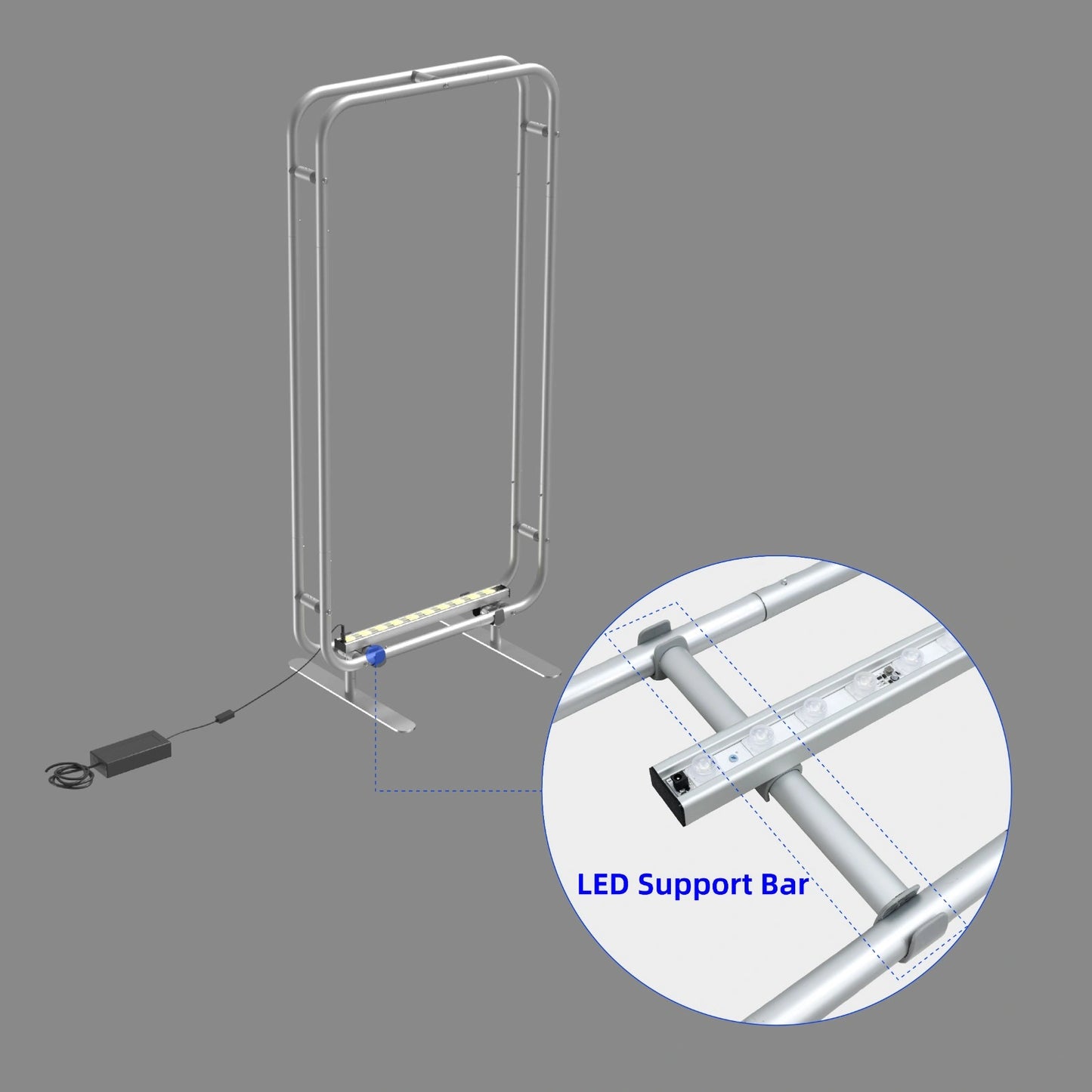 Modern Phone-Shaped Exhibit Stand with customizable graphic panels