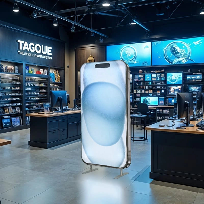 Creative Phone-Shaped Display Stand for exhibitions and promotional events