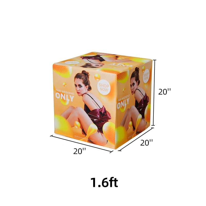 Premium backlit cube display with custom printed fabric graphics
