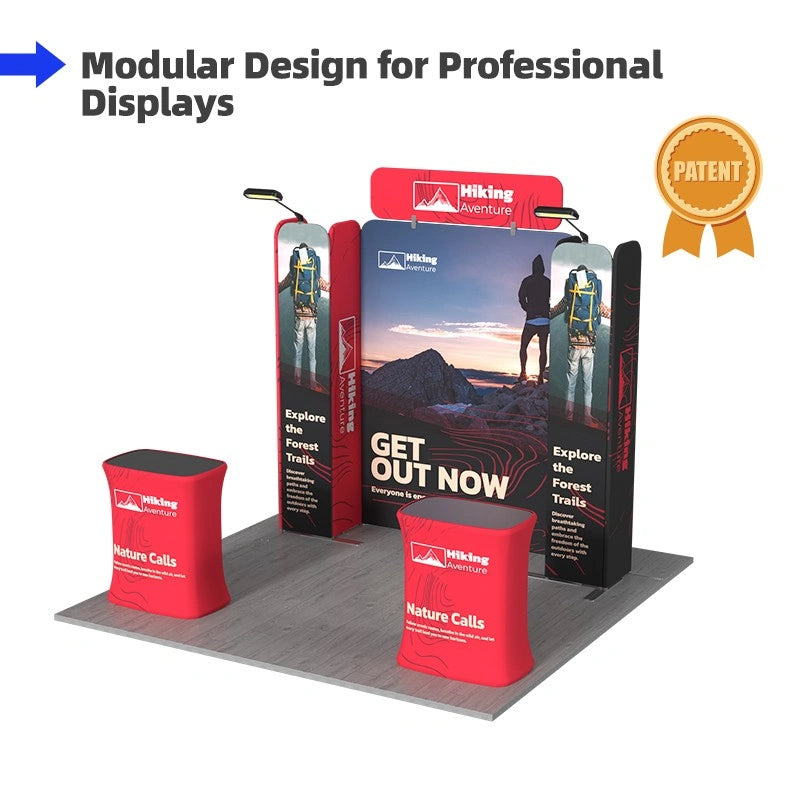 Custom 10x10 trade show booth kit B11 designed to create an organized and engaging exhibition layout