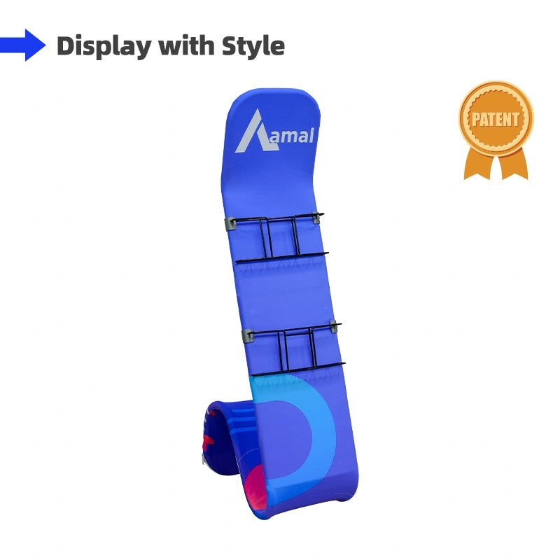 Modern S-shaped brochure display stand for exhibitions