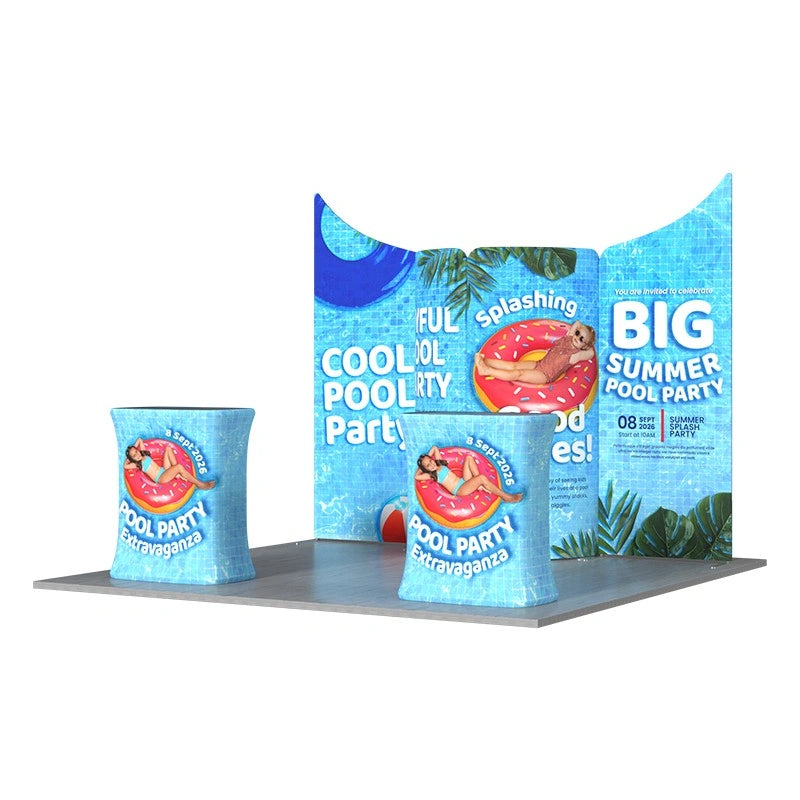 Custom trade show booth kit B13 featuring coordinated display areas for products, promotions, and brand messaging