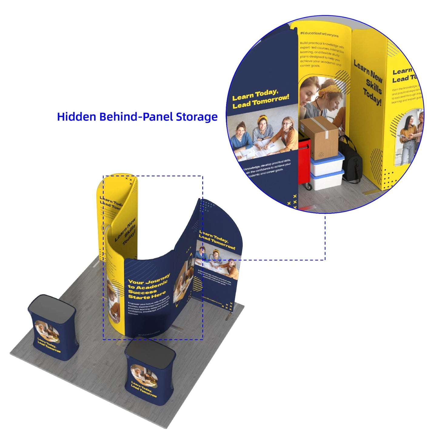 Reusable 10x10ft booth kit with custom branding for conventions, trade shows, and promotional campaigns
