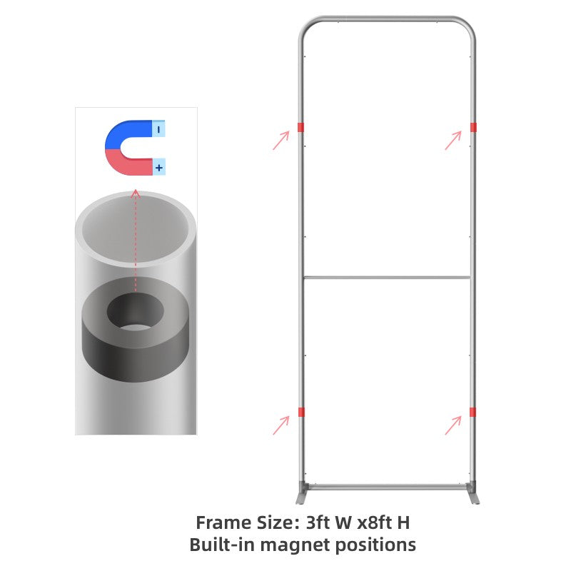Magnetic Straight Fabric Banner Stand - Flame-Retardant 240g Tension Fabric
