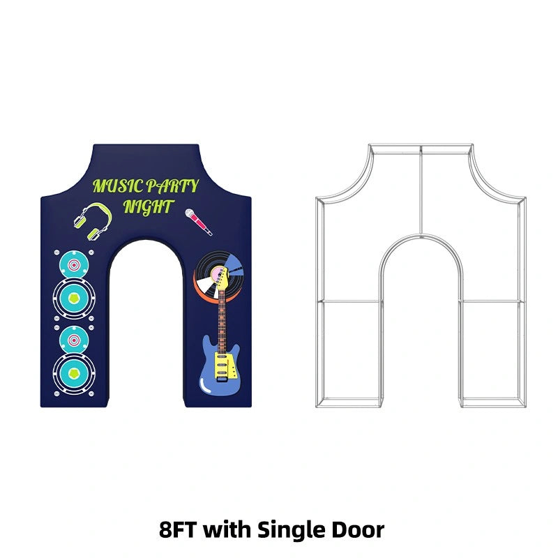 Triumphal Arch Backdrop with smooth tension fabric graphics for grand openings, celebrations, and professional event entrances