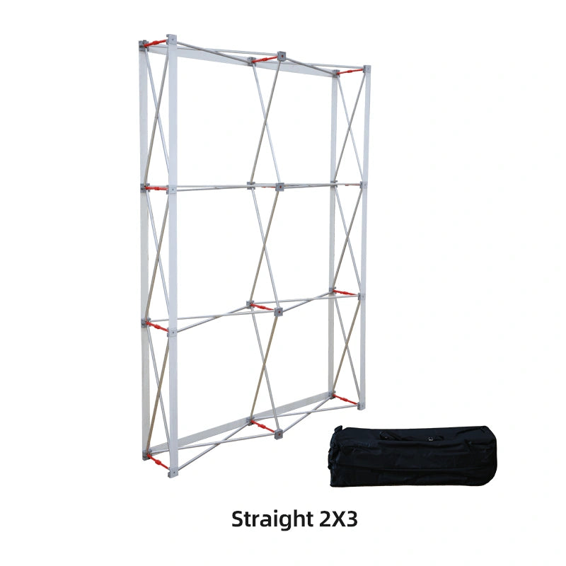 Straight fabric popup display with custom printed graphics for trade shows