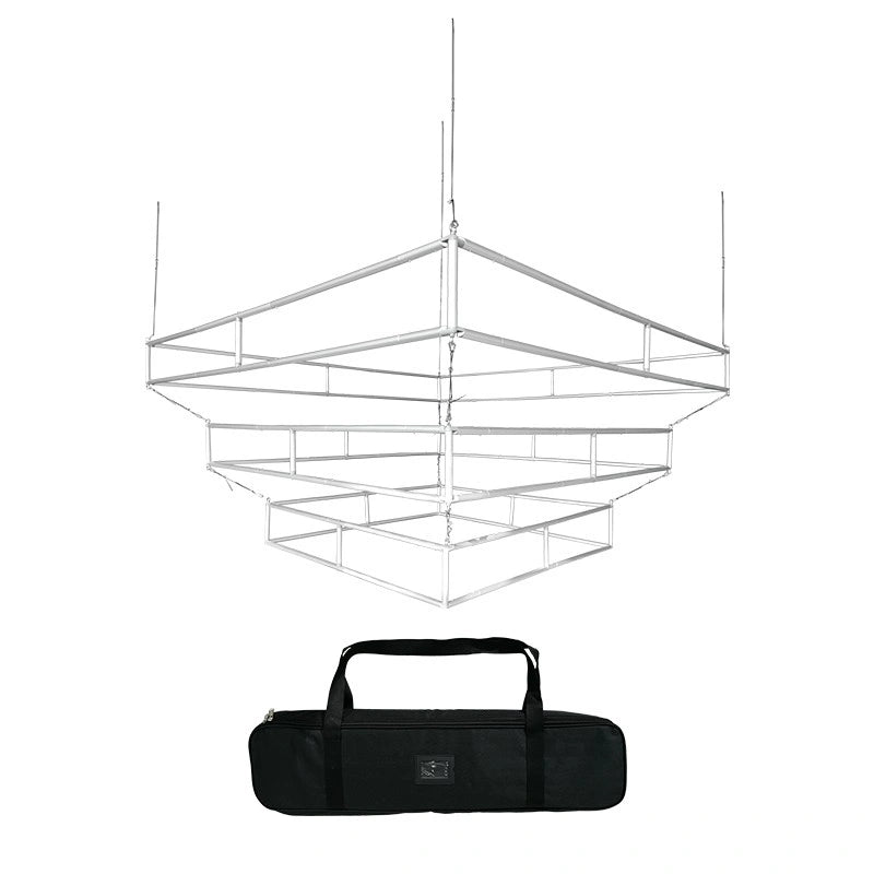 Tiered square ceiling hanging sign for event branding