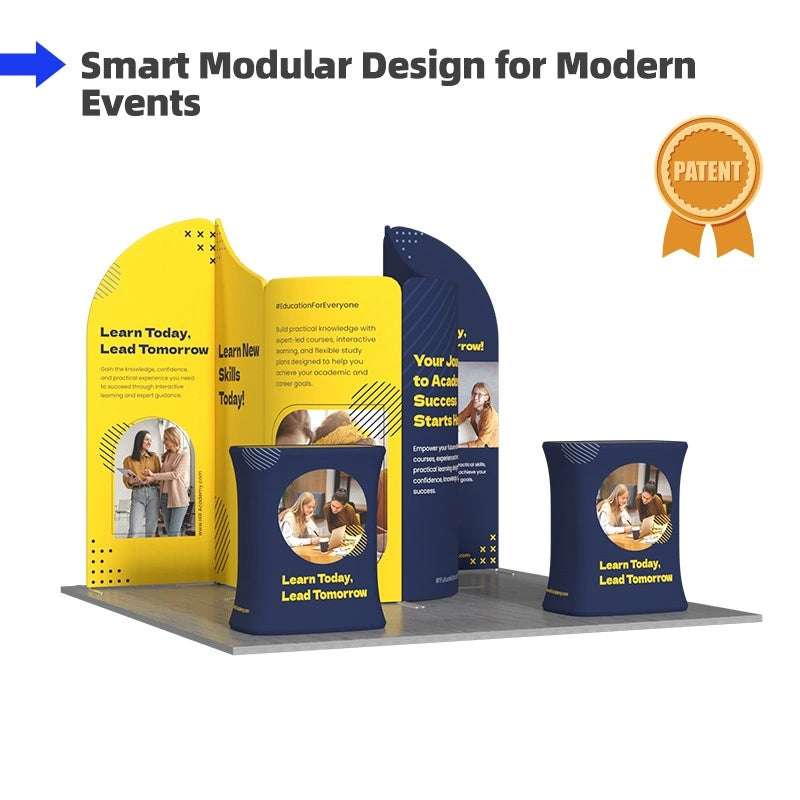 Custom 10x10 trade show booth kit B12 designed to present multiple products and brand messages with clarity
