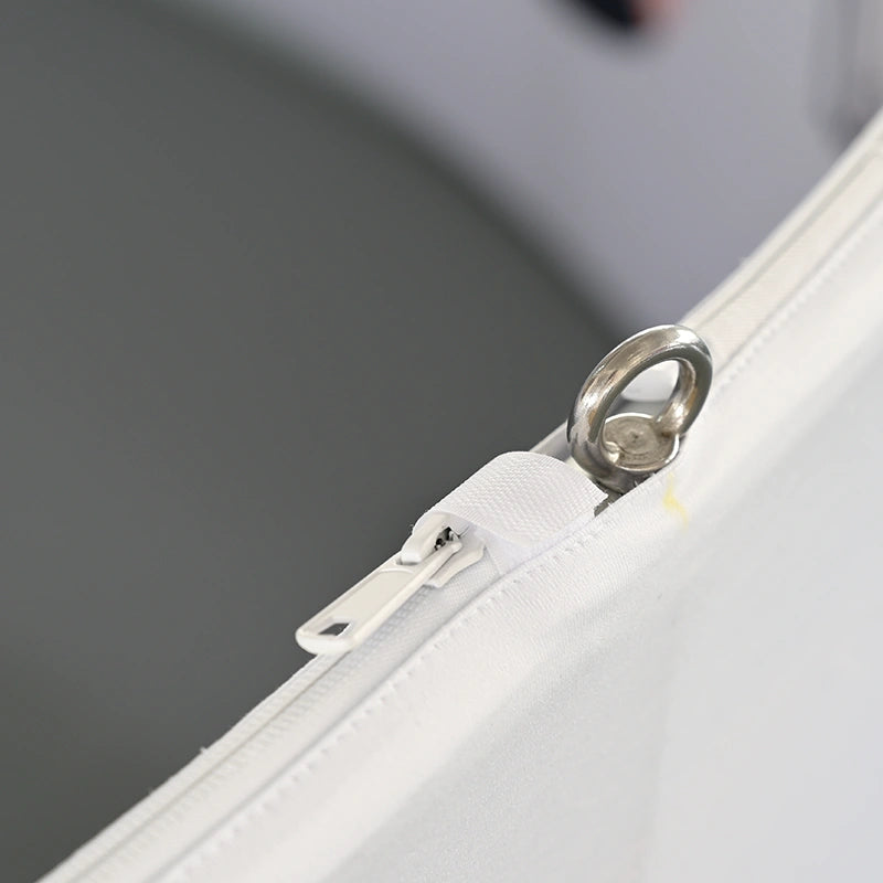 Portable circle hanging sign with carry bag and easy setup