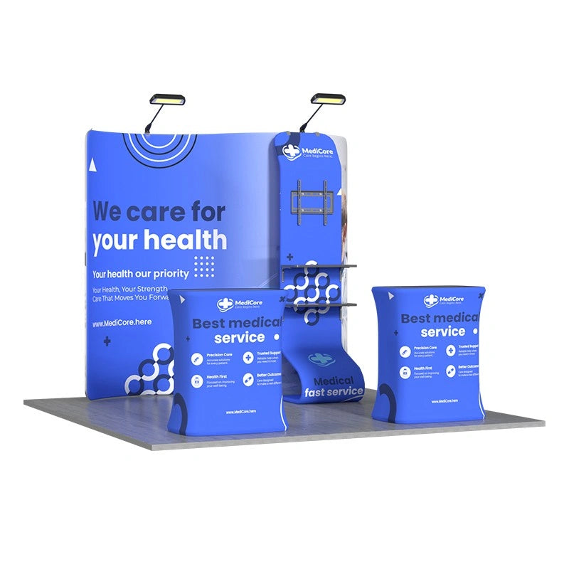 Complete 10x10 exhibition booth kit designed for product launches, expos, and corporate events