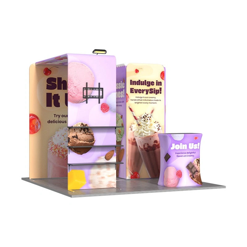 Premium exhibition booth kit with coordinated display elements for trade shows and expos.