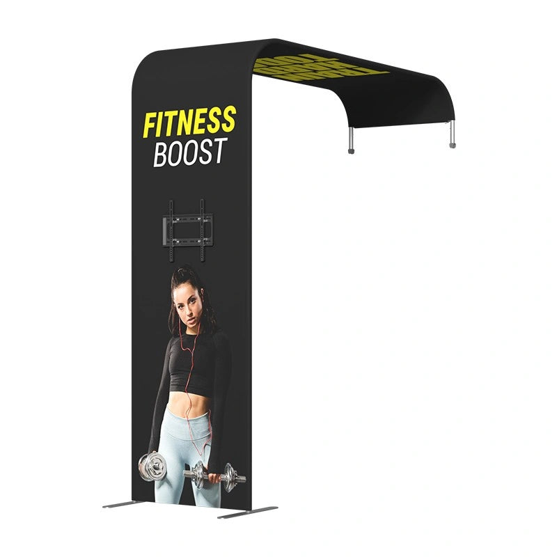 Portable custom trade show display system with premium fabric graphics for professional event presentations