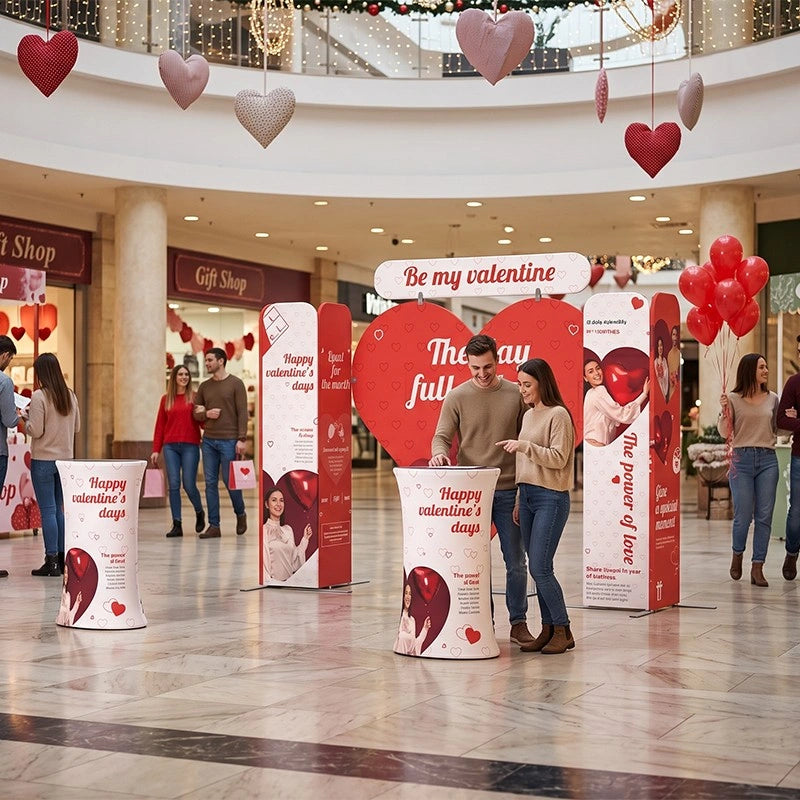 Dimensional D5 trade show booth kit with coordinated display elements for immersive brand presentations