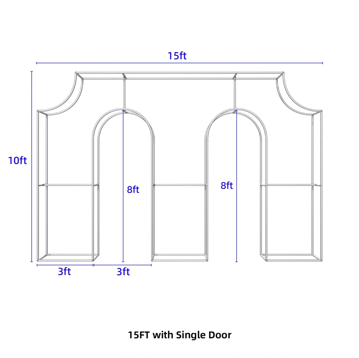 Custom 3D arch backdrop creating an impressive focal point for wedding entrances, ceremonies, and corporate celebrations