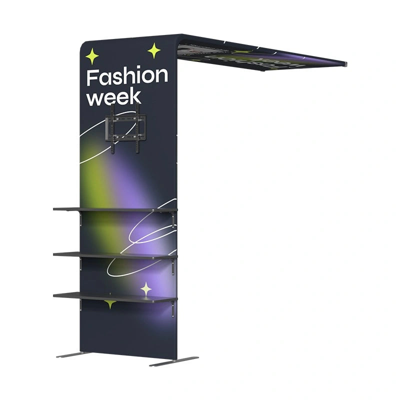 Portable custom trade show display system with premium fabric graphics for professional event presentations
