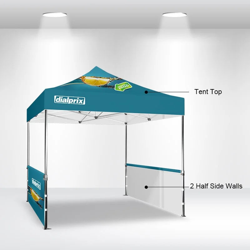 Custom printed canopy tent providing high-visibility overhead branding for busy promotional event spaces