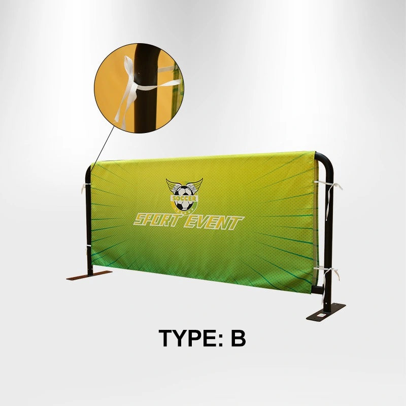 Custom barricade jacket designed to transform standard barriers into branded promotional displays