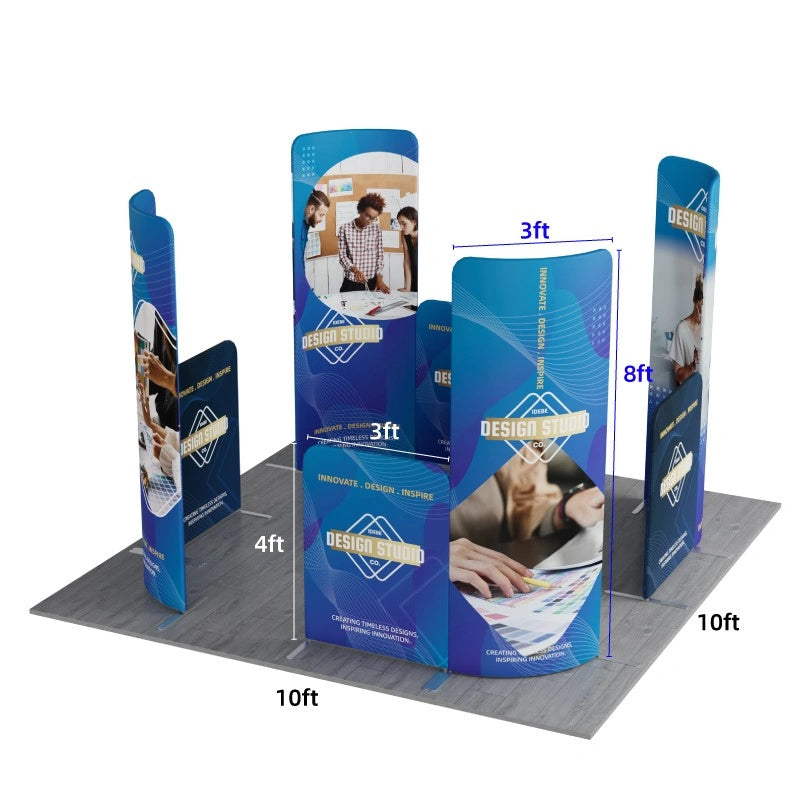 Curved magnetic fabric display wall for exhibitions