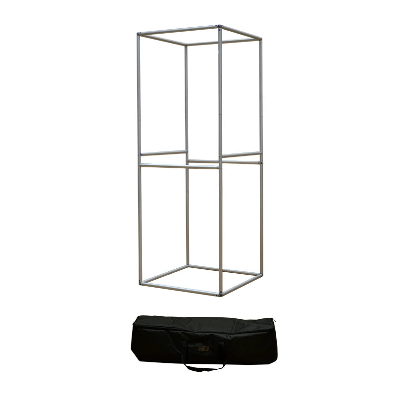 Portable exhibition tower display with lightweight aluminum frame and custom printed branding