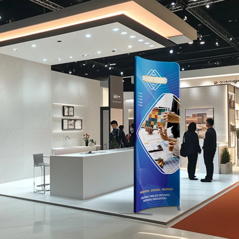 Aluminum frame magnetic curved banner stand with snap-fit connectors