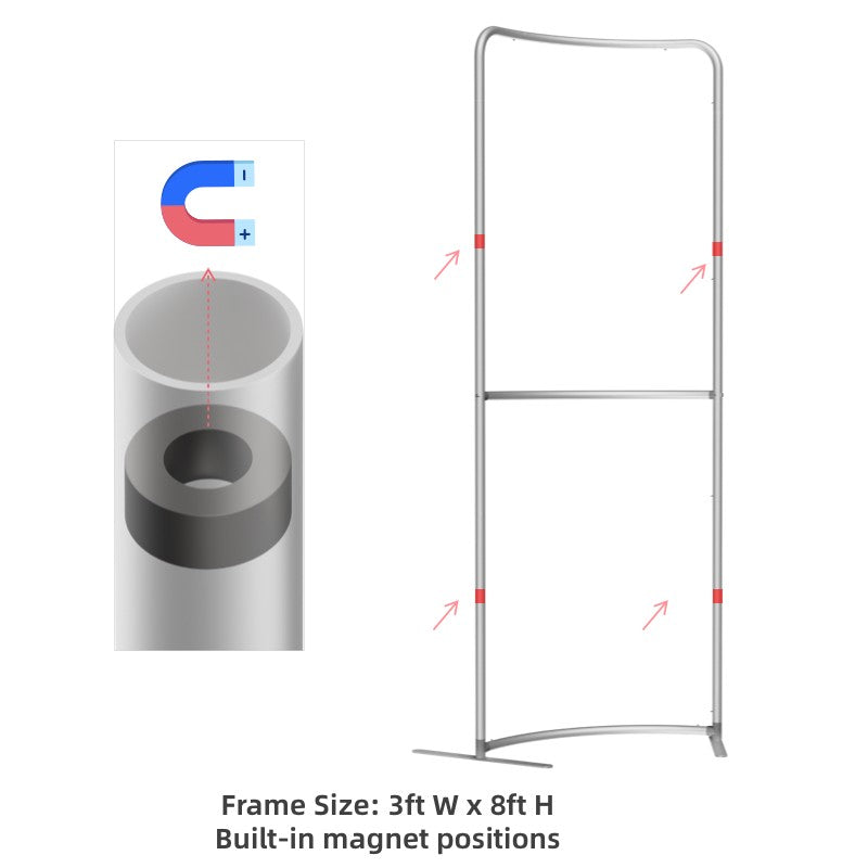 Magnetic Curved Fabric Banner Stand  - Flame-Retardant 240g Tension Fabric