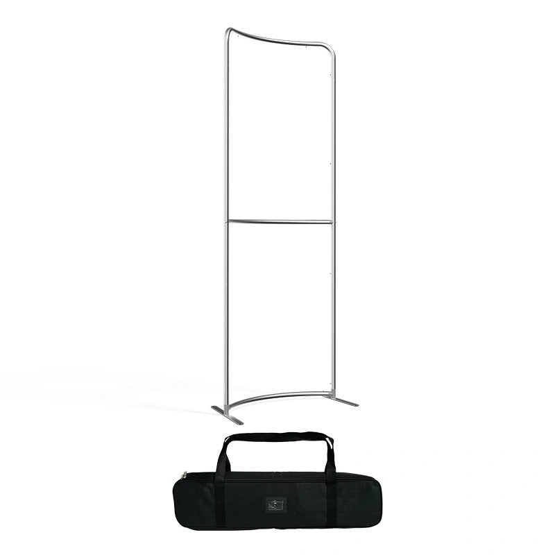 Portable curved magnetic fabric banner stand for exhibitions